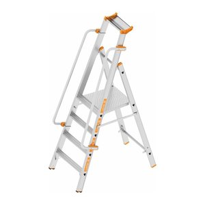 Layher Stehleiter einseitig TOPIC 1074 silber 4 Stufen, H: 215,0 cm