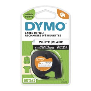 DYMO Textil-Schriftband LetraTag 18768 S0718850, 12 mm, schwarz auf weiß, 1 St.