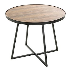 HAKU Möbel Beistelltisch rund MDF-Platte schwarz, eiche 60,0 x 60,0 x 48,0 cm, 1 St.