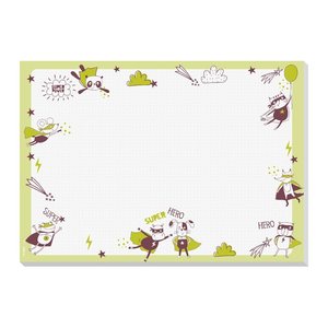 SIGEL Schreibtischunterlage Little Heroes hellgrün Papier 42,0 x 29,7 cm, 30,0 Blatt