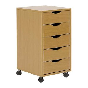 WOHNLING Rollcontainer buche 5 Auszüge 33,0 x 38,0 x 64,0 cm