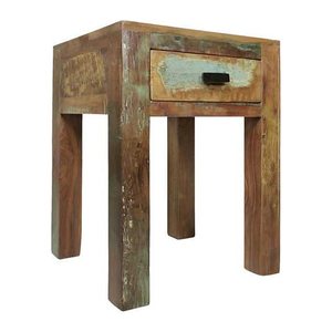 WOHNLING Nachttisch quadratisch Massivholz braun 40,0 x 40,0 x 55,0 cm, 1 St.