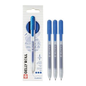 Sakura Gelly Roll Retractable Classic Gelschreiber transparent 0,4 mm, Schreibfarbe: blau, 3 St.