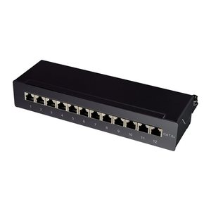 Logilink Patchpanel Tisch/Wand Cat.6A STP 12 Ports, schwarz