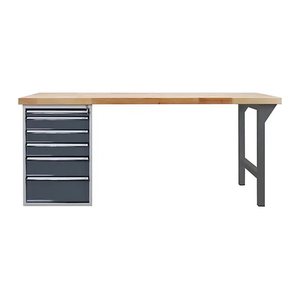 ADB Werkbank  anthrazitgrau, lichtgrau 6 Schubladen 200,0 x 75,0 x 85,0 cm