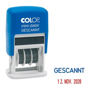 COLOP Datumstempel mit Text "Gescannt" Mini-Dater S 160/L selbstfärbend blau rot, 1 St.
