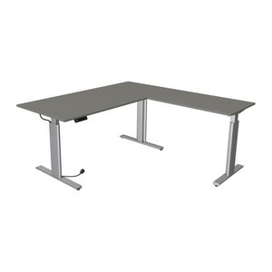 Kerkmann Move 3 tube elektrisch höhenverstellbarer Schreibtisch grafit L-Form, T-Fuß-Gestell silber 180,0 x 80,0 cm