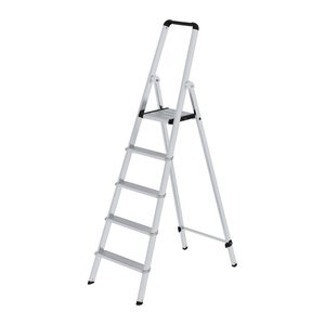 MUNK Stehleiter einseitig 11225 silber 5 Stufen, H: 178,0 cm