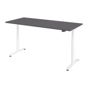 HAMMERBACHER VXDLR19 elektrisch höhenverstellbarer Schreibtisch grafit rechteckig, T-Fuß-Gestell weiß 180,0 x 80,0 cm