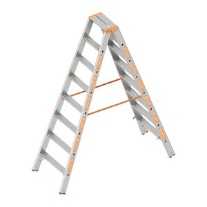 Layher Stehleiter beidseitig TOPIC 1043 silber 2x 8 Stufen, H: 200,0 cm