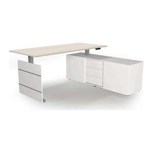 Kerkmann Move 3 elektrisch höhenverstellbarer Schreibtisch ahorn, weiß rechteckig, Wangen-Gestell silber 180,0 x 80,0 cm