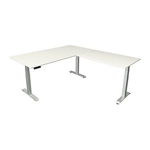 Kerkmann Move 4 elektrisch höhenverstellbarer Schreibtisch weiß rechteckig, T-Fuß-Gestell silber 200,0 x 220,0 cm