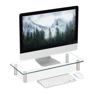 relaxdays Monitorständer silber, transparent