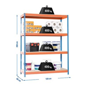 Simonrack Schwerlastregal ECOFORTE 1206-4 458100047201264 orange, blau 120,0 x 60,0 x 200,0 cm