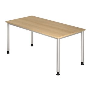 HAMMERBACHER HS16 höhenverstellbarer Schreibtisch eiche rechteckig, 4-Fuß-Gestell silber 160,0 x 80,0 cm