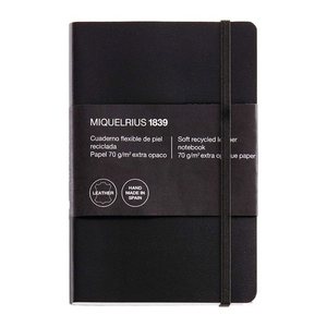 MIQUELRIUS Notizbuch Leather ca. DIN A6 kariert, schwarz Softcover 300 Seiten, 1 St.