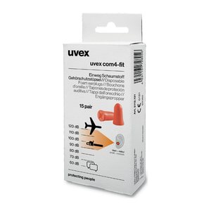 uvex com 4-fit Ohrstöpsel 33 dB Schaumstoff, 15 Paar