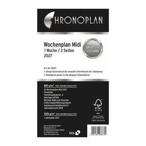 CHRONOPLAN Kalendereinlage 2027 Wochenplan Midi (9,6 x 17,2 cm)