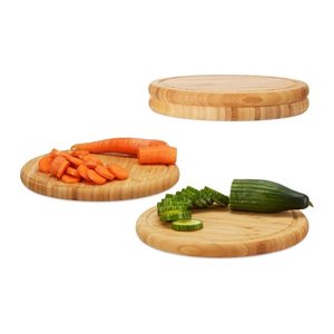 relaxdays Frühstücksbretter Natur Ø 30,0 cm 4-tlg., 4 St.
