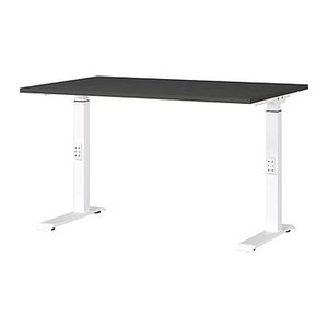 GERMANIA DOWNEY höhenverstellbarer Schreibtisch grafit rechteckig, C-Fuß-Gestell weiß 120,0 x 80,0 cm