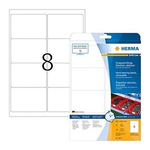 HERMA wetterfeste Folienetiketten 4575 weiß 99,1 x 67,7 mm, 20 Blatt