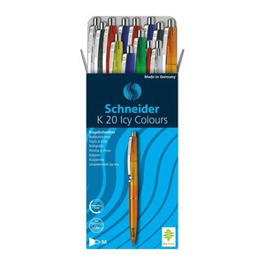 Schneider Kugelschreiber K20 - Icy Colours farbsortiert, Schreibfarbe: blau, 20 St.