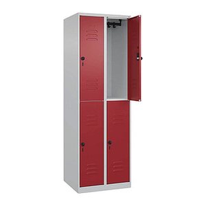 CP Spind Classic Plus lichtgrau, rubinrot 080300-20 S10001, 4 Schließfächer 60,0 x 50,0 x 185,0 cm