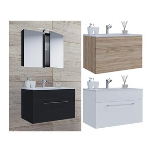 VCM my bath Badmöbel-Set 3-teilig Badinos 914815 schwarz 60,0 x 46,0 x 50,0 cm