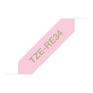 brother Textil-Schriftband TZe-RE34 TZERE34, 12 mm, gold auf rosa, 1 St.