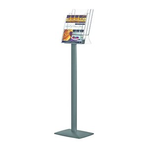 update displays Prospektständer Pillar silber DIN A4 3 Fächer 33,0 x 25,0 x 111,0 cm, 1 St.
