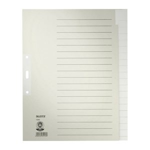 LEITZ Ordnerregister DIN A4+ Vollformat, Überbreite blanko grau 20-teilig, 1 Satz