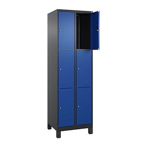 CP Schließfachschrank Classic Plus enzianblau, schwarzgrau 080010-203 S10034, 6 Schließfächer 60,0 x 50,0 x 195,0 cm