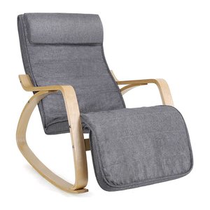 SONGMICS Schaukelstuhl grau natur Stoff 67,0 x 115,0 x 91,0 cm, 1 St.