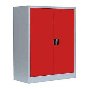 LÜLLMANN Stahlschrank 530314 feuerrot, lichtgrau 2 Fachböden 80,0 x 38,3 x 100,0 cm, aufgebaut, 1 St.