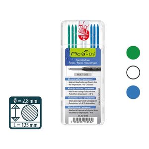 Pica Dry Wasserstrahl 4040 Ersatzminen für Tieflochmarker-Bleistift farbsortiert 2,8 mm, 8 St.