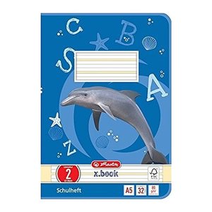 herlitz Schulheft x.book Lineatur 2 liniert DIN A5 ohne Rand, 32 Blatt, 1 St.