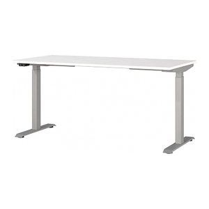 GERMANIA JET höhenverstellbarer Schreibtisch weiß rechteckig, T-Fuß-Gestell silber 160,0 x 80,0 cm