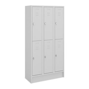 Fächerschrank (3 Abteile je 2 Fächer) 300 mm Abteilbreite – Korpus Lichtgrau (Türen Lichtgrau)
