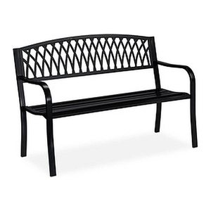 relaxdays Gartenbank 10030991_0 schwarz Metall 127,0 cm