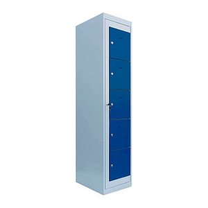 LÜLLMANN Schließfachschrank enzianblau, lichtgrau 526051, 5 Schließfächer 40,0 x 50,0 x 180,0 cm
