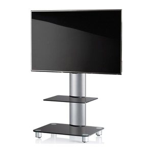 VCM my media TV-Ständer mit Rollen Tosal mit Zwischenboden silber, schwarzglas