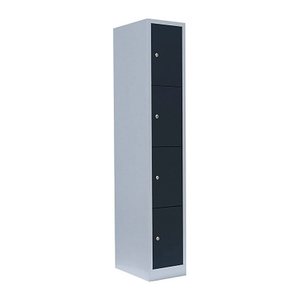 LÜLLMANN Schließfachschrank anthrazit, lichtgrau 520418, 4 Schließfächer 31,5 x 50,0 x 180,0 cm