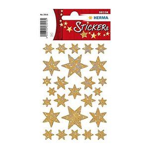 HERMA Aufkleber 3916 Glittersterne, gold, 27 Etiketten