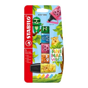 STABILO BOSS MINI Animal Vibes Textmarker farbsortiert, 5 St.