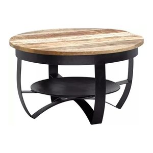 WOHNLING Couchtisch rund Massivholz schwarz 60,0 x 60,0 x 34,0 cm, 1 St.