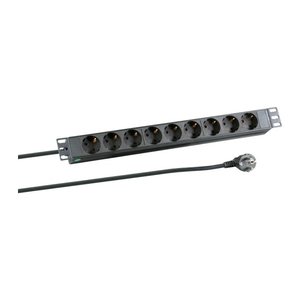 EFB 19" 1HE Steckdosenleiste 9x 2.0m ohne Schalter, schw.
