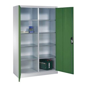 CP Stahlschrank 8931-311 S10126 lichtgrau, rededagrün 4 Fachböden 120,0 x 50,0 x 195,0 cm, aufgebaut, 1 St.
