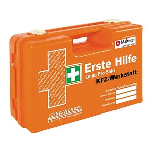 LEINA-WERKE Erste-Hilfe-Koffer Pro Safe KFZ-Werkstatt DIN 13157 + Erweiterung orange