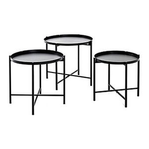 HAKU Möbel Beistelltische-Set rund Metall schwarz, 3 St.