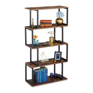 relaxdays Beistellregal braun/schwarz 73,0 x 30,0 x 136,0 cm, 1 St.